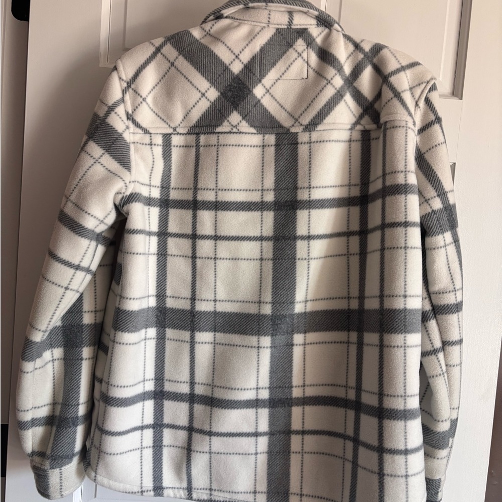 Gray Cream Plaid Shacket Size Medium | Cascade Collective Cozy Jacket - Picture 8 of 8